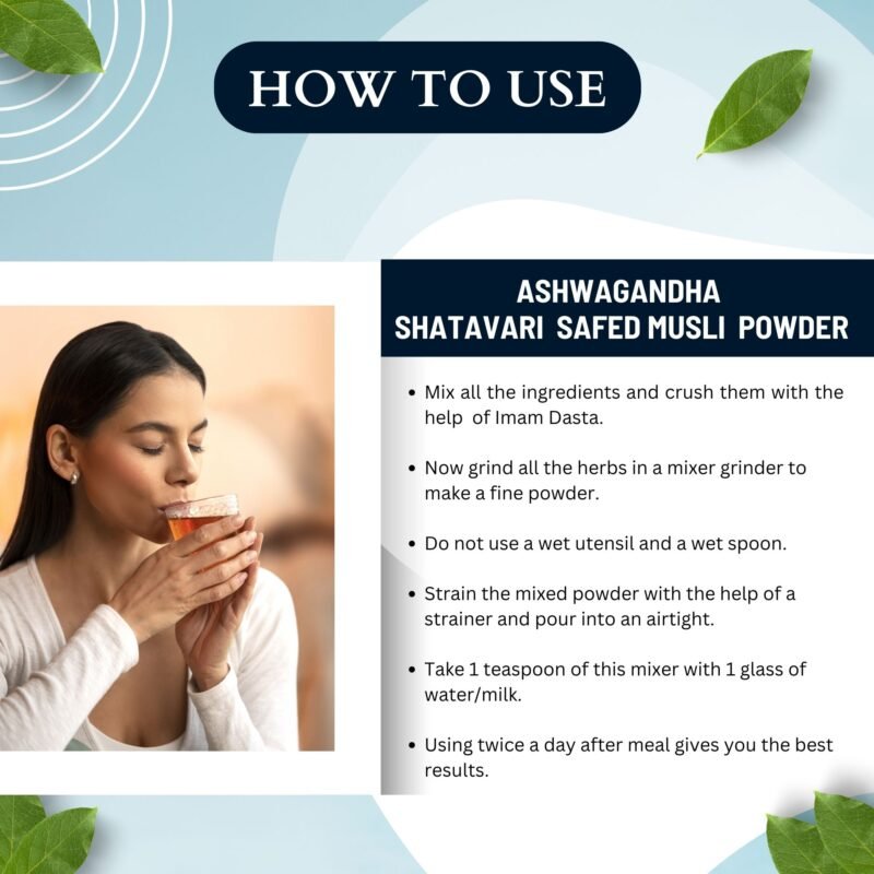 ASHWAGANDHA SAFED MUSLI SHATAVARI POWDER HOW TO USE