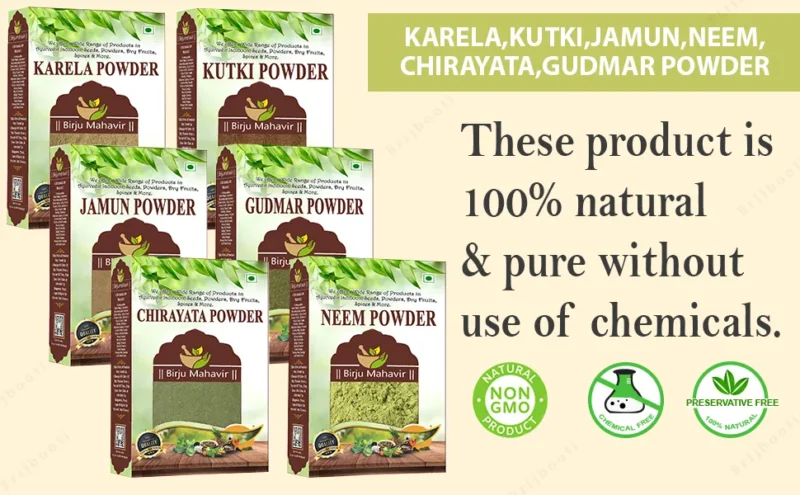 BrijBooti Combo pack of Neem Patti – Jamun – Karela – Kutki – Chirayata – Gudmar ( Powder)