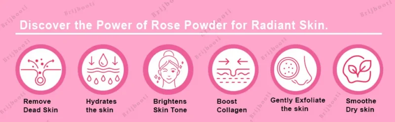BrijBooti Rose Petal Powder For Skin, Face Pack Mask for Fairness,