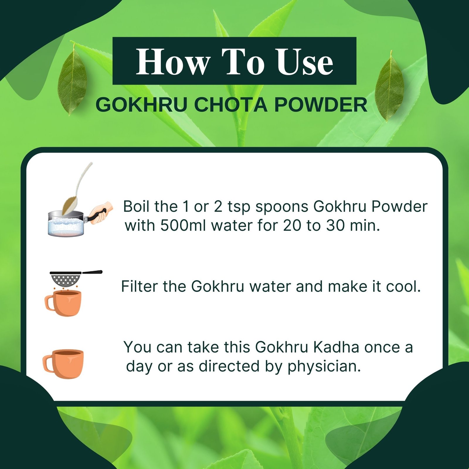 GOKHRU CHOTA POWDER HOW TO USE GOKHRU CHOTA POWDER HOW TO USE