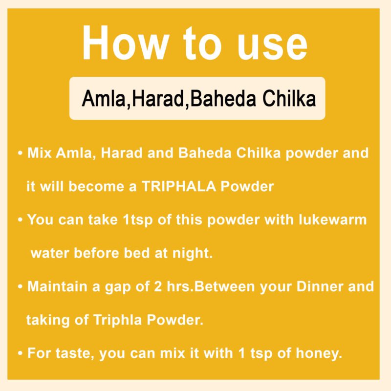 HOW TO USE AMLA HARAD BAHEDA CHILKA