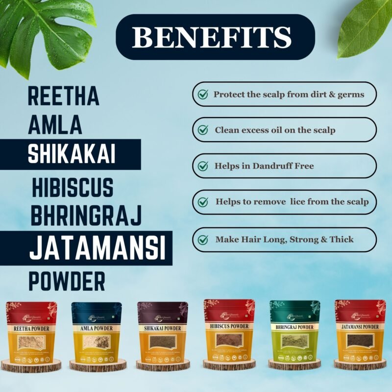 REETHA AMLA SHIKAKAI BHRINGRAJ HIBISCUS JATAMANSI BENEFITS