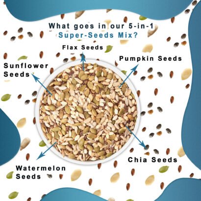 Brijbooti 5 In 1 Roasted Spicy Super Mix Seeds (250 Gr) Sunflower – Watermelon – Flax – Pumpkin – Chia Seeds| Seeds For Eating | Diet Snacks For Weight Loss