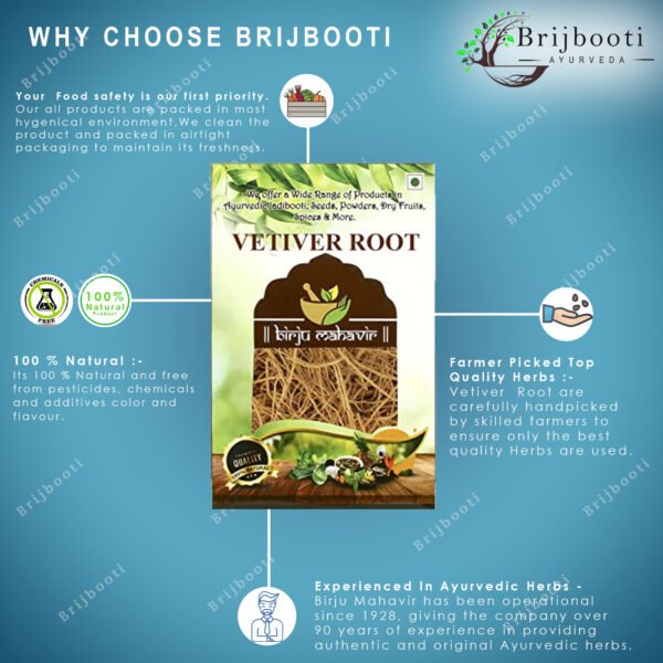 BrijBooti Vetiver Root- Khus Root - Vetiveria Zizanioides - Vala - Kas Ramacham