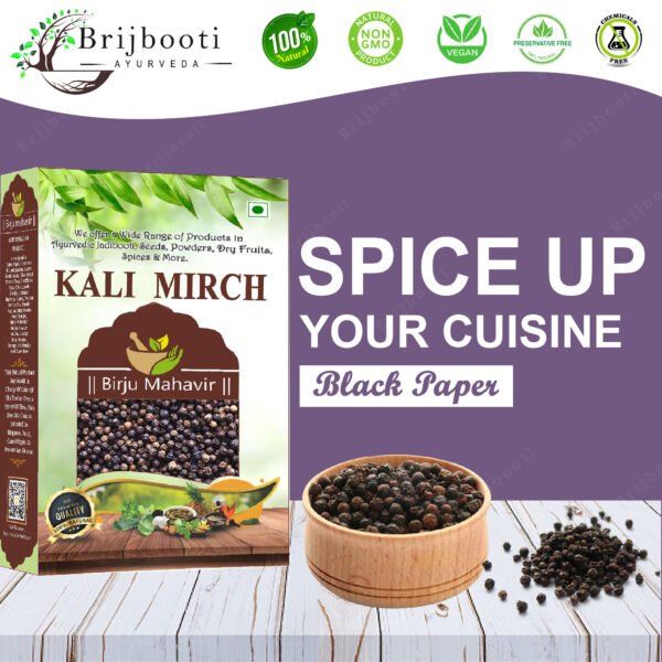 BrijBooti Kali Mirch - Kali Mirch Whole - Black Pepper Whole - Peppercorn - Kali Mirch Sabut