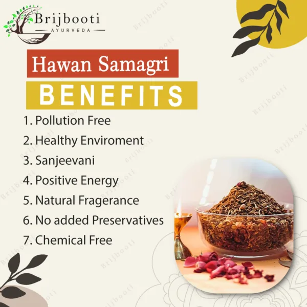 Brijbooti Hawan Samagri for Pooja - 100% Pure and Natural Mixture of Various Dried Herbal, Roots and Leaves For Pooja