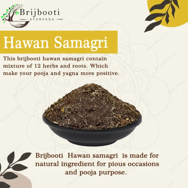 Brijbooti Hawan Samagri for Pooja - 100% Pure and Natural Mixture of Various Dried Herbal, Roots and Leaves For Pooja