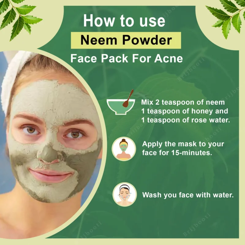 Brijbooti Neem Powder Organic Leaves Powder For Face Pack, Skin, Hair Care