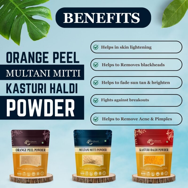 ORANGE PEEL MULTANI MITTI KASTURI HALDI BENEFITS