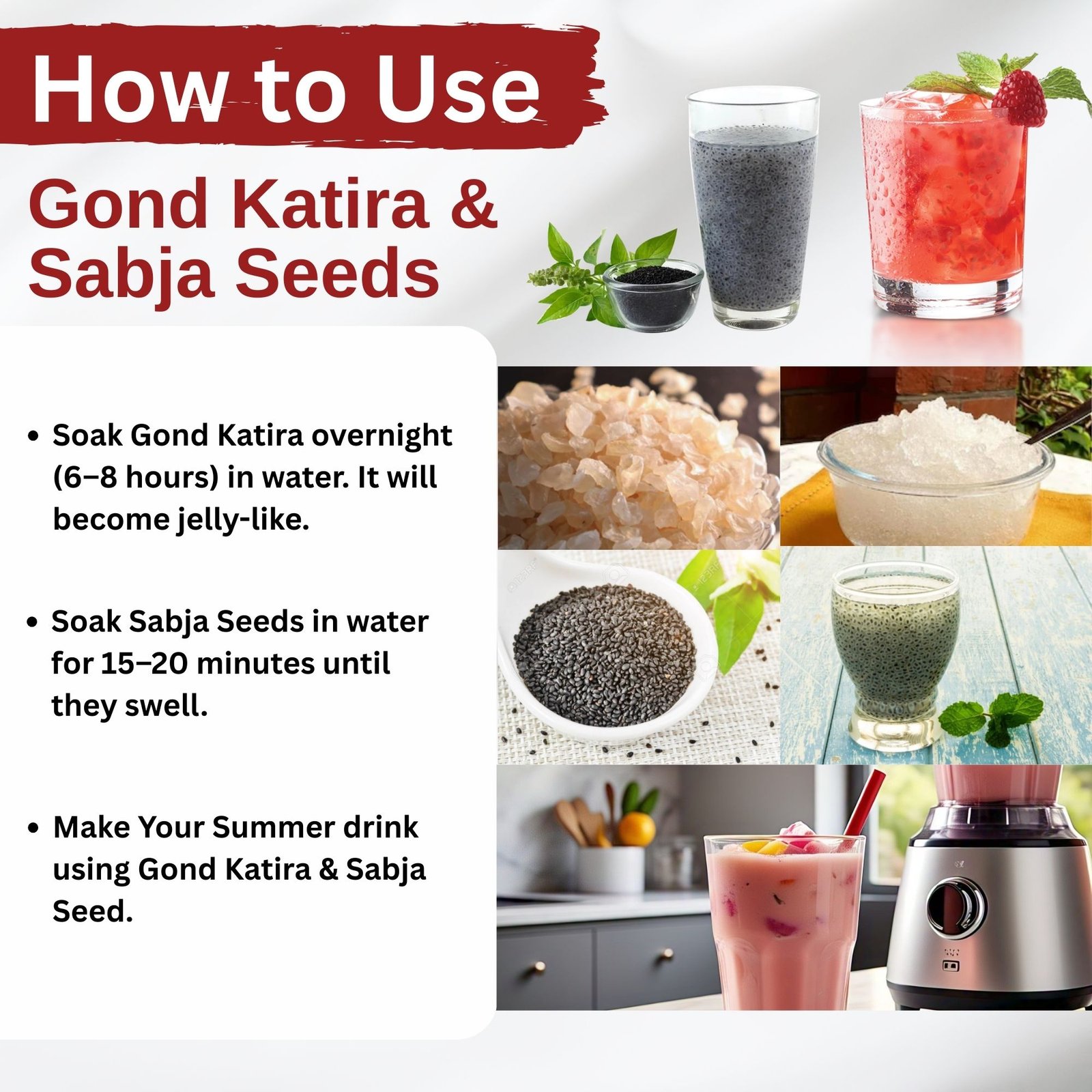 Gond katira and Sabja seeds Combo