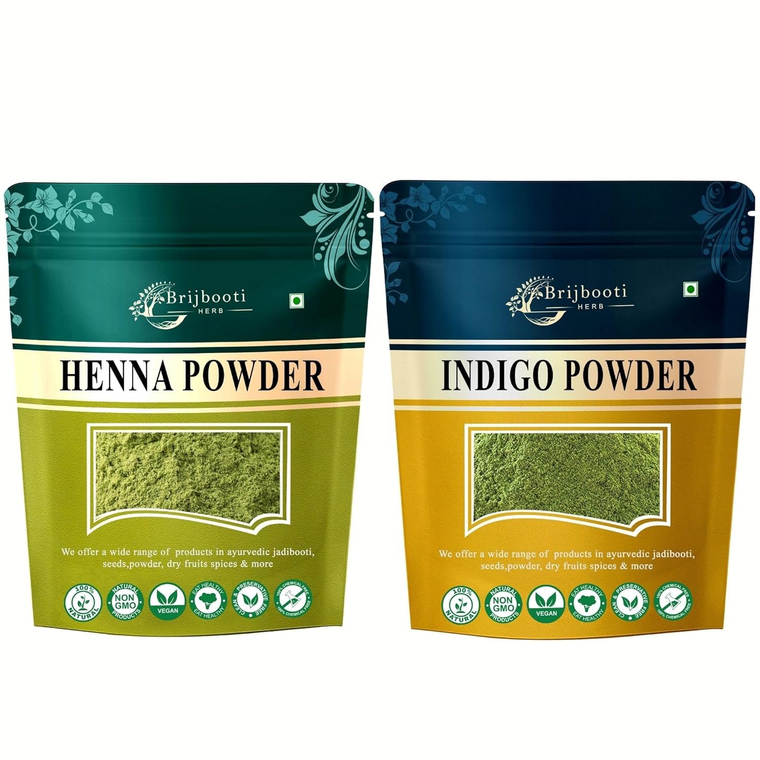 Heena powder and indigo powder